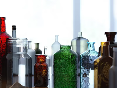 Colorful Ceramic Vessels With Various Shapes In Bright Display Lighting 3d model