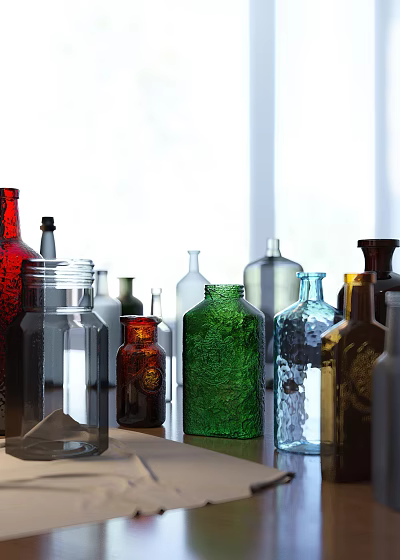 Colorful Ceramic Vessels With Various Shapes In Bright Display Lighting 3d model