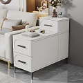 Modern White Side Table With Drawers And Storage For Living Room Sofa Area