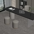 Modern Desk Interior In Open Space With Laptop Chair And Area Rug