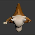 Game and Movie Character With Pink Head White Skull Helmet Orange Body Holding Bone Standing