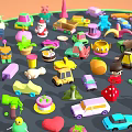 Colorful Toy Cars With Various Playful Toys In A Fun Collection Display Setup