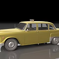 Shiny Yellow Vintage Taxi Car With Classic Design And Roof Taxi Sign