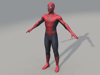 Game Movie Character SpiderMan 3D Model Red and Blue Costume with Spider Emblem Standing 3d model