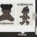 BE@RBRICK Decorative Posters With Sitting And Standing Bear Figures Colorful Patterns 3d model