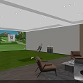 Indoor Golf Simulator Home Fitness Practice Space With Green Turf And Target Markers