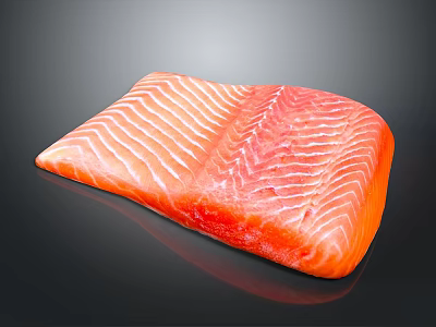 Premium Fresh Salmon Fillet with White Stripes and Orange Red Color on Black Background 3d model