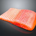 Premium Fresh Salmon Fillet with White Stripes and Orange Red Color on Black Background