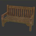 Wooden Outdoor Bench With Brown Finish Backrest And Armrests For Garden Use