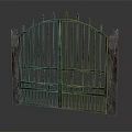 Classical Iron Entrance Gate With Spiked Top Design And Stone Pillars