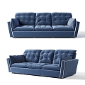 Modern three-seat sofa multi-person sofa leisure sofa 3d model