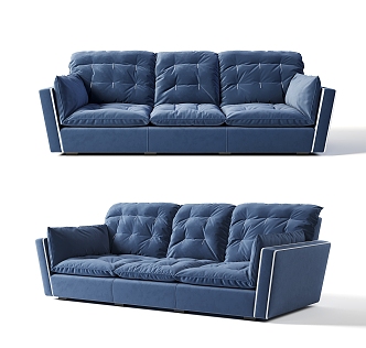 Modern three-seat sofa multi-person sofa leisure sofa 3d model