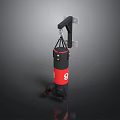 Black And Red Wall Mounted Punching Bag With Red Bottom And Number 9 3d model