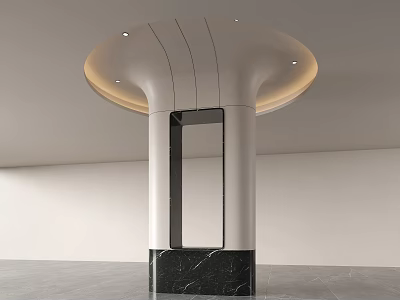 Modern Column With Lit Circular Top Marble Base And Black Opening 3d model