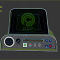 Green Electronic Device With Screen Display OCF Logo Ports And Control Buttons
