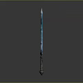 Fantasy Blue Ice Crystal Sword Weapon with Transparent Blade Metallic Hilt