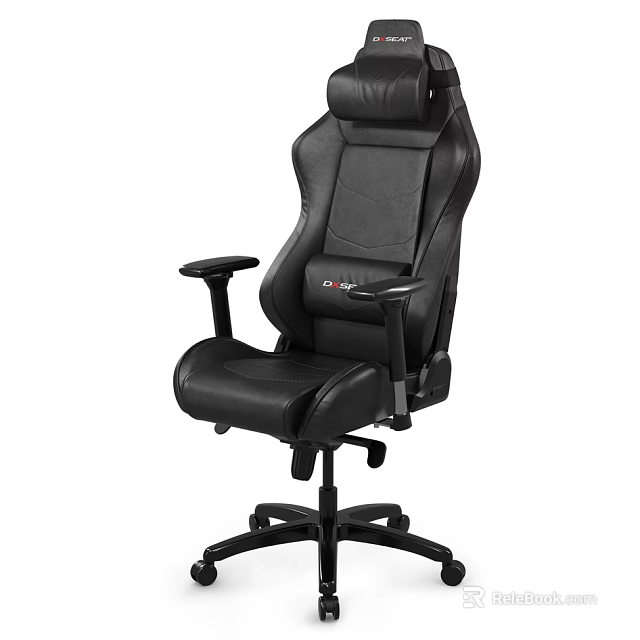 Ergonomic Black Leather Office Chair with High Backrest and Adjustable Armrests for Comfortable Workspace Use 3d model 