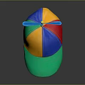 Vibrant Patchwork Hat With Propeller On Top And Multicolored Panels