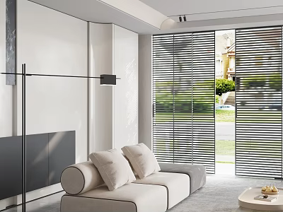 Living room sofa combination floor lamp bookcase 3d model
