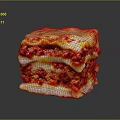 Layered Decorative Household Item Featuring Red And White Lasagna Like Design