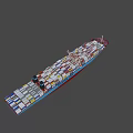 Container Cargo Ship With Blue And Red Hull Loaded With Many Colorful Containers On Deck