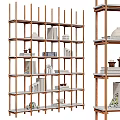 Wooden Storage Shelf Unit with Multiple Shelves Decorative Items Books Vases and Sculptures