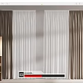 Elegant Textured White and Brown Curtains for Modern Home Window Decor 3d model
