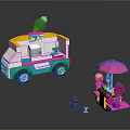 Lego Ice Cream Truck With Yellow Blue Ice Cream Sign Pink Umbrella Figures And Puppy