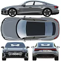 Silver Audi Coupe Style Car With LED Headlights And Taillights Design 3d model