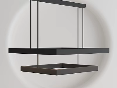Minimalist Modern Black Chandelier With Two Tier Rectangular Metal Hanging Frame 3d model