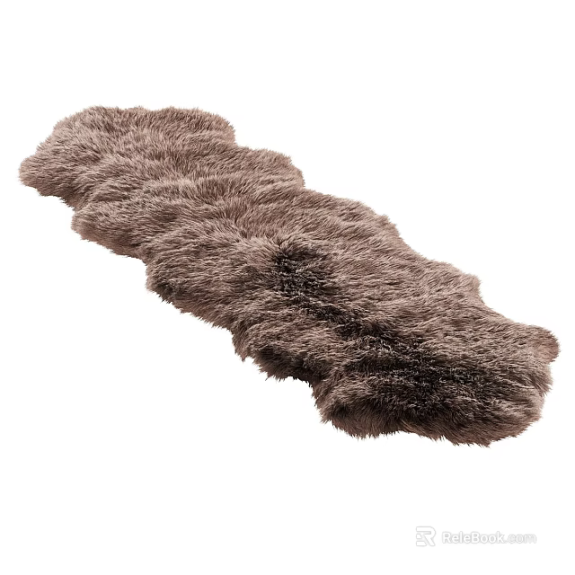Soft Shaggy Brown Square Carpet With Fluffy Texture For Indoor Use 3d model 