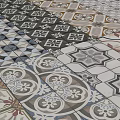 Decorative Floor Tiles With Geometric And Floral Patterns For Interior Design 3d model