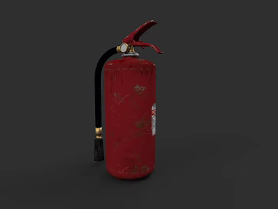 Red Fire Extinguisher As Essential Fire Safety Equipment With Black Hose And Metal Cylinder 3d model