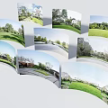 Beautiful Residential Landscape With Lush Green Lawns Trees And Modern Houses