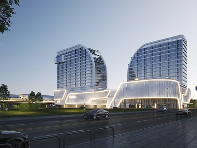 Commercial public office building parking lot 3d model