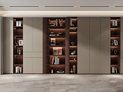 Modern Built in Bookcase Featuring Multiple Compartments Books And Decorative Items 3d model