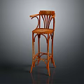 Elegant Rattan Bar Stool With Armrest Curved Legs And Wicker Design