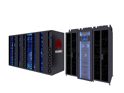Huawei Industrial Equipment Server Racks And Data Center Cabinets With Blue Indicators 3d model