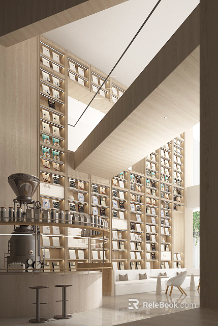 Book Art Interior Design With Layered Bookshelves And Abundant Books 3d model 