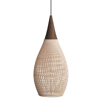 Quiet rattan chandelier 3d model