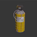 Yellow Military Grenade With Block Pattern Casing Black Top And Metal Ring Number 01