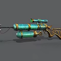 Decorative Green And Gold Weapon With Sniper Scope Arrow And Mechanical Design