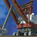 Large Industrial Crawler Crane With Red White Structure Heavy Duty Boom And Tracked Undercarriage