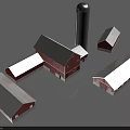 Scenic Rural Farm Landscape With Red Barns White Roofs And Silo Structure
