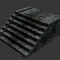 Gray Stone Steps With Stepped Structure And Solid Construction Design 3d model