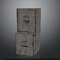 Rusty Gray Metal Filing Cabinet With Two Stacked Drawers For Office Furniture