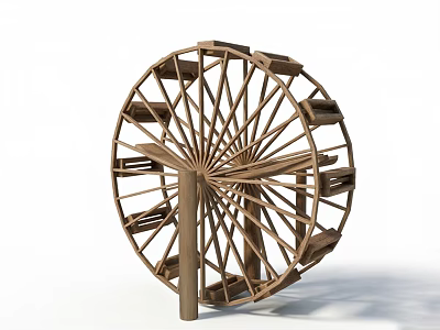 Old Fashioned Wooden Water Wheel As Agricultural Irrigation Equipment For Rural Farms 3d model