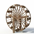 Old Fashioned Wooden Water Wheel As Agricultural Irrigation Equipment For Rural Farms