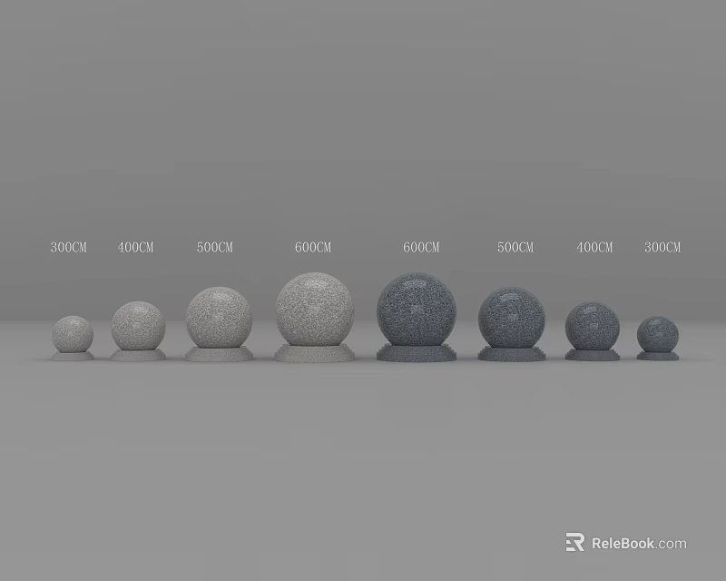 Garden Decorative Spheres With Various Sizes And Textured Surfaces For Outdoor Use 3d model 