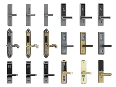 Tech Exhibition Hall Displaying Various Door Locks With Modern And Classic Designs 3d model